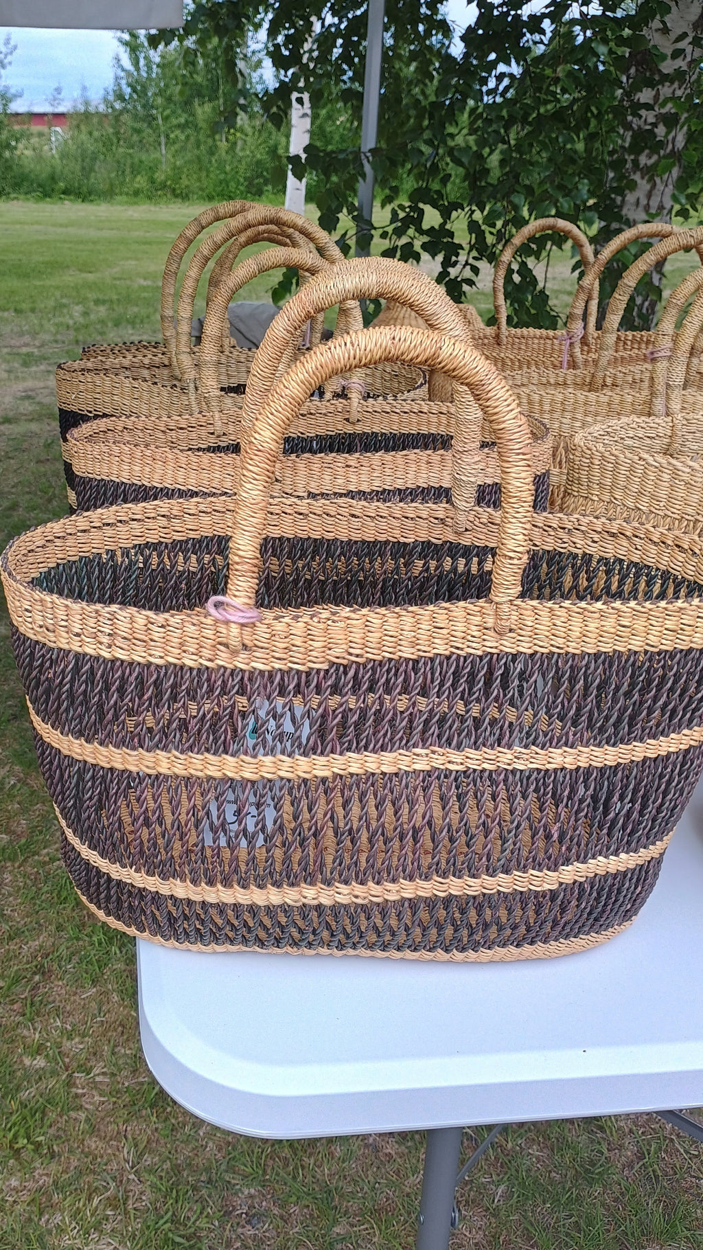 Small open weave basket natural Natural open weave basket boho Nordic home storage women artisans Ghana ethical