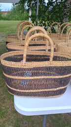 Small open weave basket natural Natural open weave basket boho Nordic home storage women artisans Ghana ethical