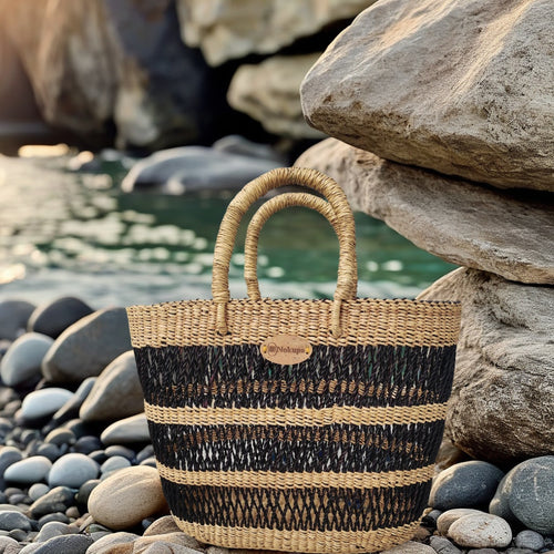 net open weave basket black and neutral color