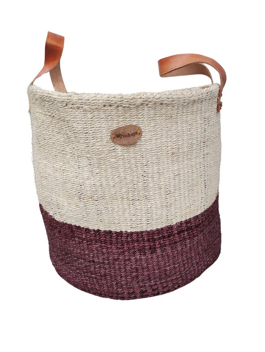 Brown and white kiondo basket large