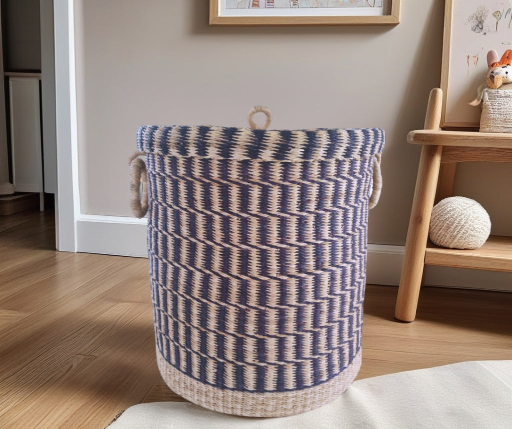 Sustainable woven laundry basket handmade by women artisans in Ghana Nokupa