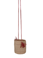 Hanging plant basket boho woven natural elephant grass — Nokupa