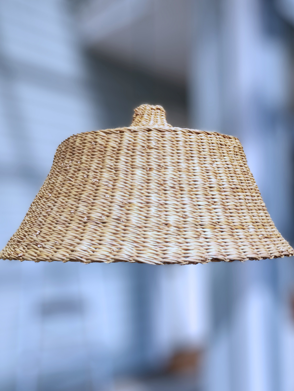 Oval boho lampshade woven natural elephant grass handmade Ghana — Nokupa
