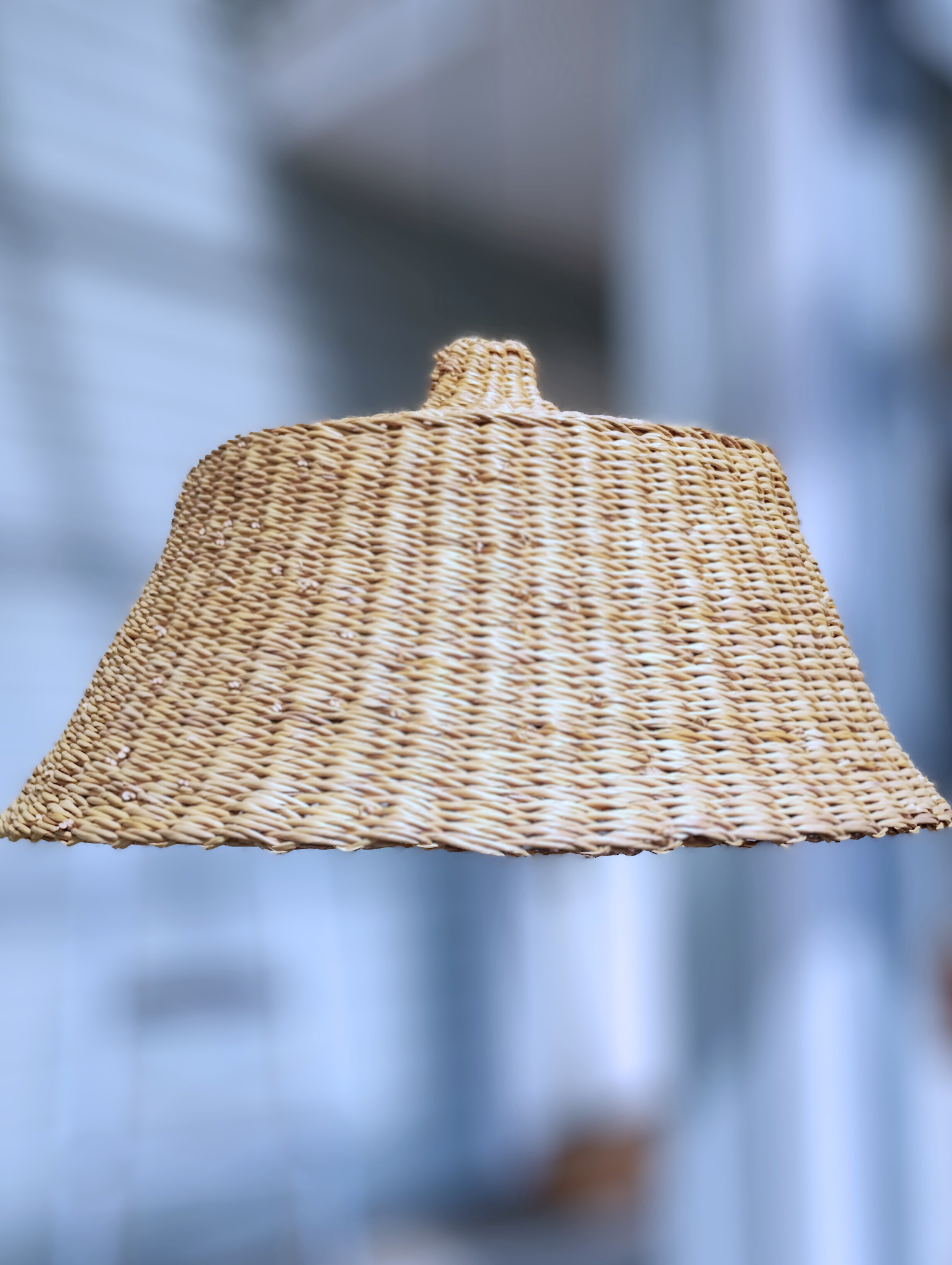 Oval boho lampshade woven natural elephant grass handmade Ghana — Nokupa
