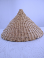 Triangle boho lampshade woven natural elephant grass handmade Ghana — Nokupa