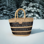 Small open weave basket natural Natural open weave basket boho Nordic home storage women artisans Ghana ethical-Nokupa