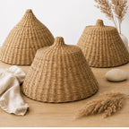 Boho elephant grass lampshade oval round triangle all shapes natural handmade Ghana — Nokupa