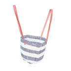 Boho shoulder bag sisal white black stripe recycled plastic leather strap handmade Kenya — Nokupa