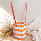 Boho sisal bag orange white stripe recycled ethical Nordic everyday carry artisan Kenya — Nokupa