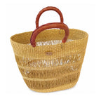 Nokupa natural market basket with leather handle