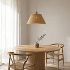Round boho elephant grass lampshade warm light boho Scandinavian living room decor — Nokupa