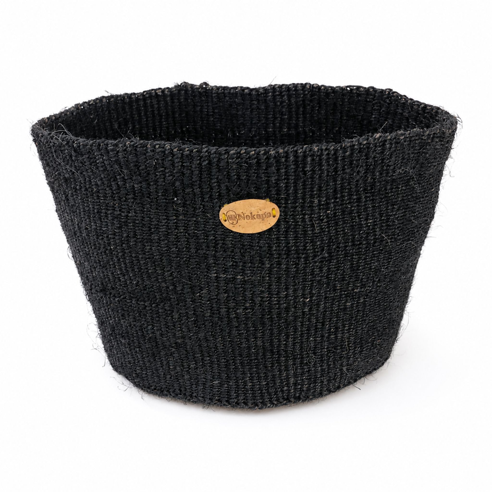 Small storage basket woven sisal black handmade artisan Kenya — Nokupa