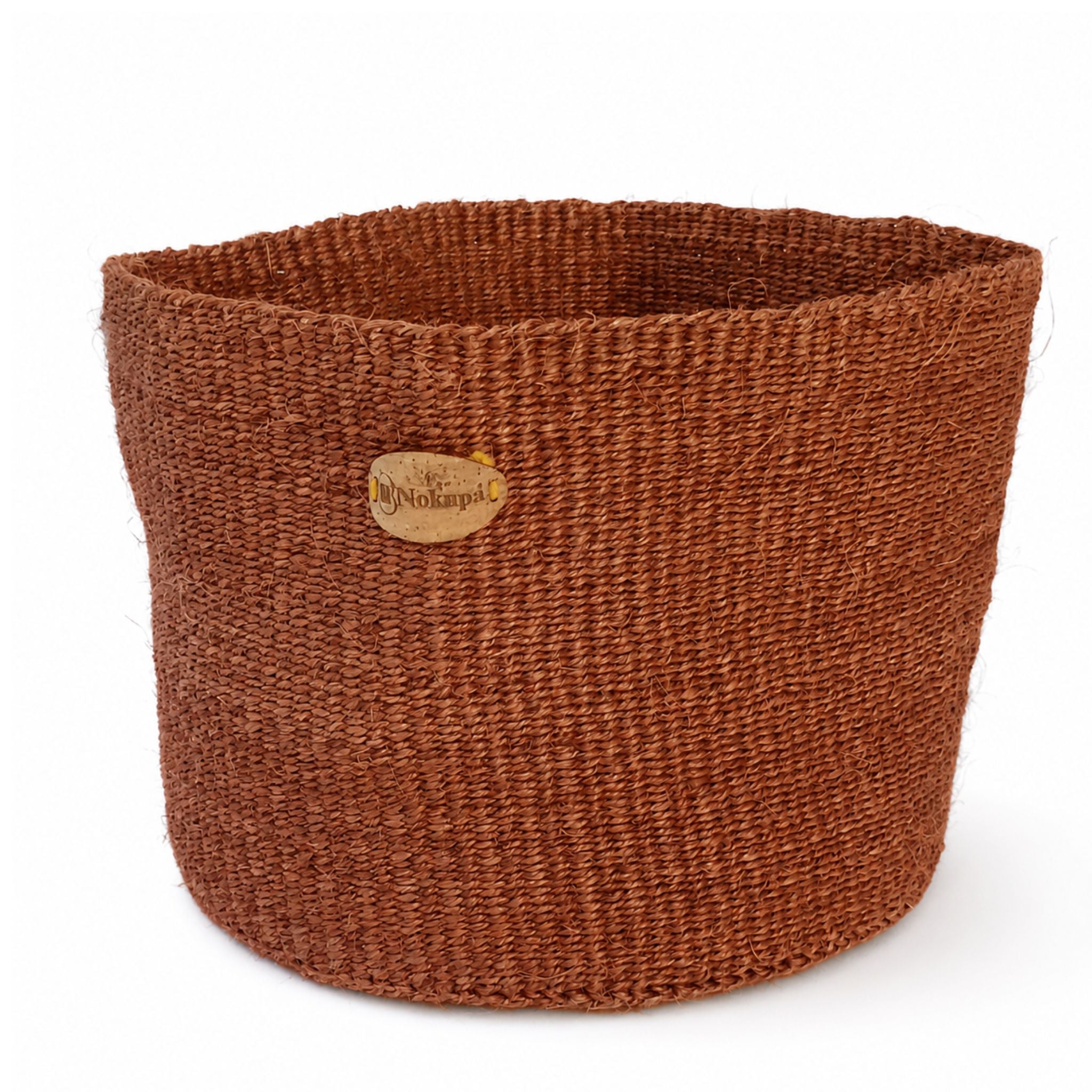 Small storage basket woven sisal brown handmade artisan Kenya — Nokupa