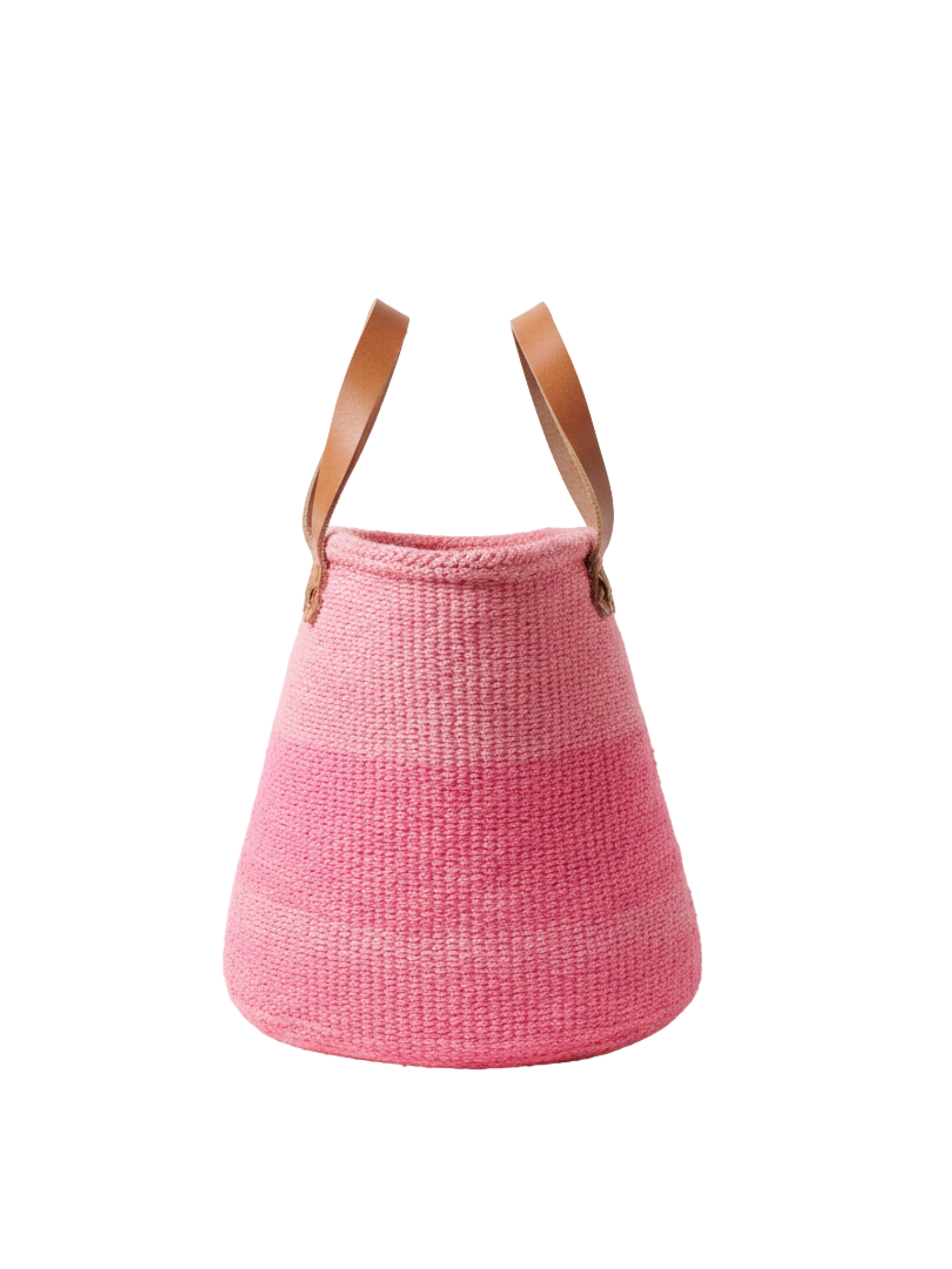 Pink handwoven floor basket boho Scandinavian Nordic interior storage ethical Kenya