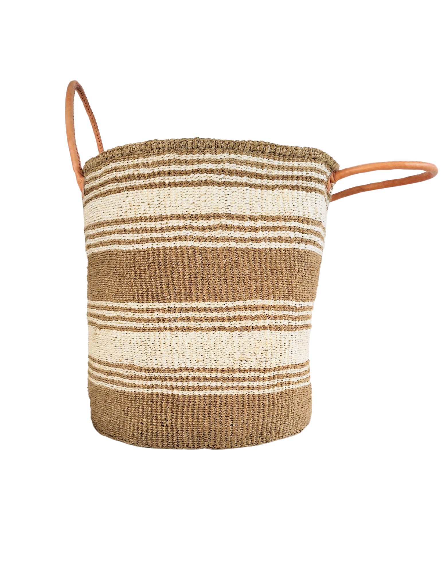 large brown and white stripes kiondo basket